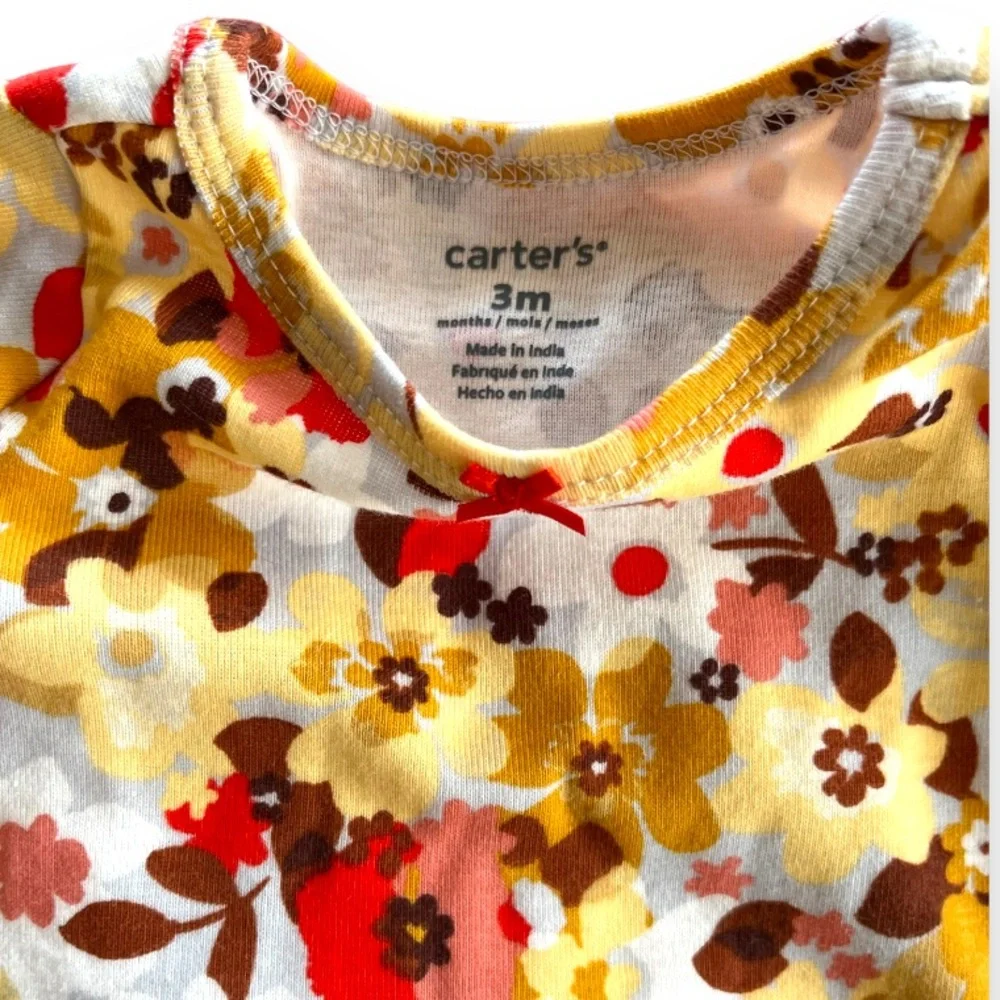 Carter's Baby Girl Retro Floral Long Sleeve Cotton Top Autumn Blooms 3M